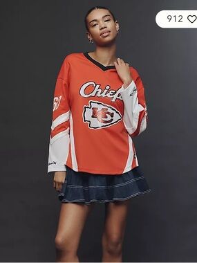 Wild Collective x Anthropologie Long Sleeve Sequin Kansas City Chiefs Jersey NWT